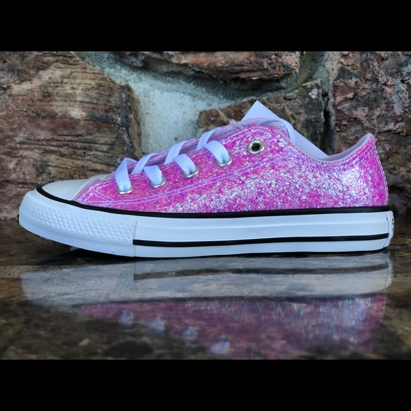 NEW Converse Little Girls All Star Glitter sneaker - Picture 5 of 16
